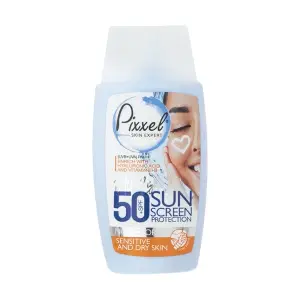 کرم ضدآفتاب بی‌رنگ پیکسل SPF50 مدل Sensitive، مناسب پوست‌های خشک و حساس، حجم 50 میلی‌لیتر
