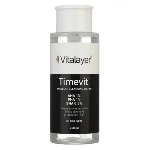 محلول پاک کننده آرایش ویتالیر مدل Timevit مناسب انواع پوست حجم 250 میلی لیتر