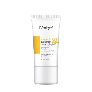 فلوئید ضدآفتاب بی‌رنگ ویتالیر مدل Vitamin C با SPF 50 حجم 50 میلی‌لیتر