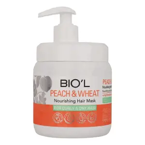 ماسک مو بیول حاوی هلو و جوانه گندم مدل Peach And Wheat مناسب برای موهای فر و خشک حجم 500 میلی لیتر